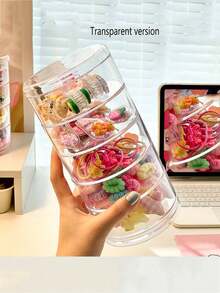 360° Multifunctional Rotating Dust-Proof Hair Accessory Storage Box, 3/4/5 Layers Transparent Acrylic Jewelry Box For Headbands, Bows, Hair Ties, Suitable For College Girls - Clear - View 10