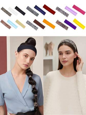 3pcs/Set Fashionable Solid & Leopard Print Headbands, Suitable For Outdoor Sports, Yoga, Fitness And More Occasions, Made Of Polyester Fiber With Good Breathability And Comfort, Available In Multiple Colors