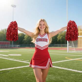 Bright Color Cheerleading Pom Poms Fluffy Reusable Cheerleaders Cheer Pom Poms For Game Sports Squads Dance Party Basketball