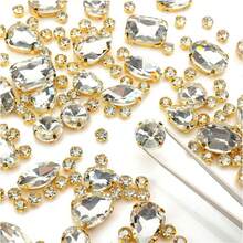 130 buah Rhinestone Transparan, Berbagai Bentuk, Pengait Logam, Permata Kaca untuk Jahit, Cocok untuk Perhiasan, Pakaian, Kostum, Sepatu, Gaun, Aksesoris - Putih-B - View 3