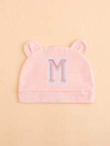 1顶婴儿粉色薄款26字母耳朵针织帽，可爱熊耳造型，柔软舒适轻便，适合0-3个月新生儿四季日常佩戴，多种字母可选 - 粉色 - 查看 17