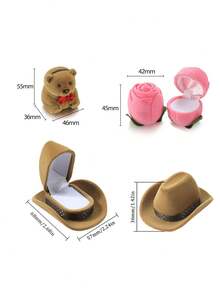 1pc Cute Velvet Jewelry Box, Jewelry Display Case For Rings, Earrings, Wedding Rings - Multicolor - View 2