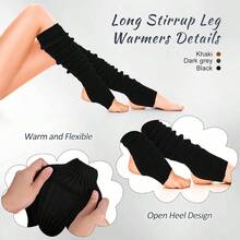 Long Leg Warmers Women 24 Inch Over Knee Knit Ribbed Leg Warmer Stirrup Yoga 80s Party Dance Ballet Supply - One Size + Black, Dark Gray, Khaki + 3 - View 7