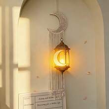 编织挂毯，捕梦网，手工吊坠，家居墙饰，星月装饰，挂布 - 杏色 - 查看 5