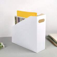 Foldable Plastic White Desktop File Organizer, Durable Stationery Storage Box For Cards, Papers, Magazines, Books, Documents, Suitable For Home, Office, Library, Minimalist Style - White - View 5