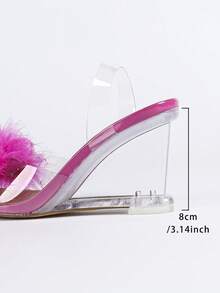Sexy Transparent Wedge Heels For Nightclub & Party, Women's Transparent Fuchsia Wedge Heels, Women's Transparent Crystal Wedge Shoes - Hot Pink - View 9