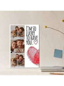 1件定制照片拼贴画，个性化情人节礼物，情侣照片拼贴画，无框墙贴礼物，定制海报，照片拼贴画印刷，适用于卧室、客厅、家居装饰 - 彩色 - 查看 4