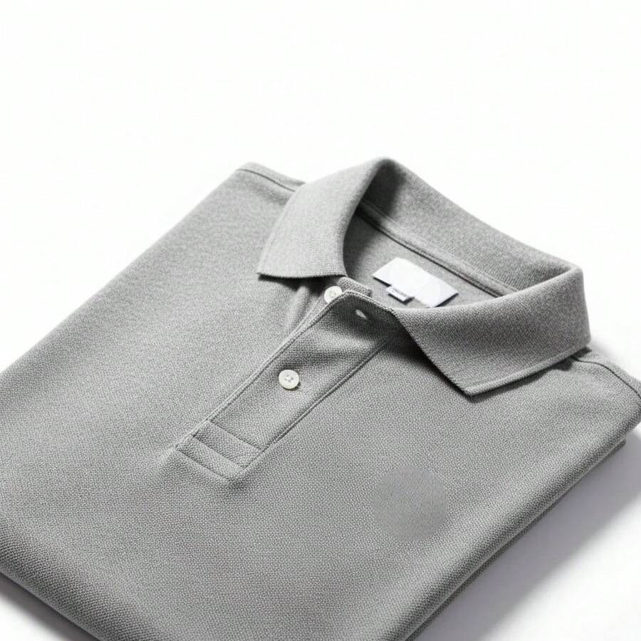Men's New Year's Polo Shirt In Piqué Fabric - On - Xám - Xem 1