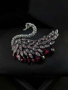 yijiangbeiting 1pc Vintage European Style Swan Crystal Brooch Pins, Unique Design Women Animal Lapel Pin, Versatile Fashion Accessory - Multicolor - View 15