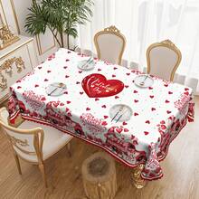 1 pezzo Tovaglia rotonda per il nuovo San Valentino, con stampa di camion rosso, rose e cuori, adatta per tavoli rotondi e rettangolari, tavolo da pranzo, tavolo da caffè, decorazione a quadri grigi, decorazione per feste di anniversario - Facile da pulire, in tessuto di poliestere, regalo di San Valentino per coppie, adatta per stile rustico o moderno, tema romantico, materiale durevole, decorazione domestica per le vacanze - Multicolore - Visualizzare 2