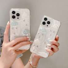 1pc Unique Crystal Cloud Epoxy Cream Paint Design Full Body Protective Phone Case, Compatible With IPhone 11 12 13 14 15 16 17 Pro Promax Series - White - View 6