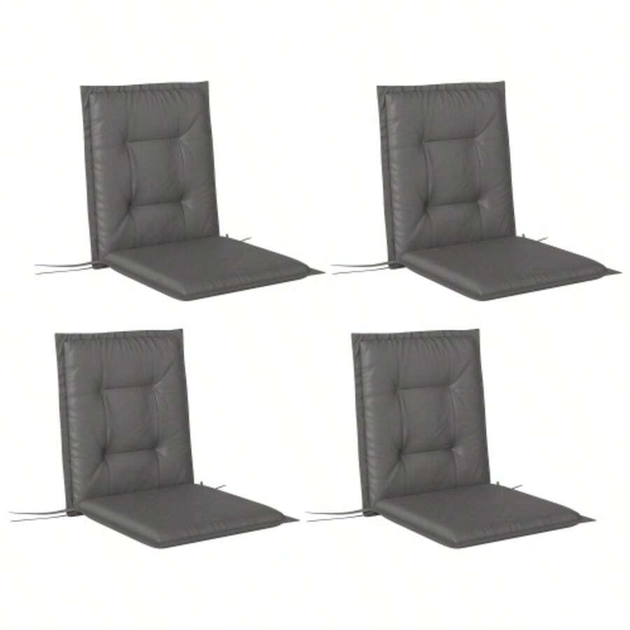 Set Of 4 Outsunny Seat Cushions, 108 X 50 X 5 Cm, With Ties, For Chairs, Garden And Dining Chairs, Light Grey. Suitable For Indoor And Outdoor Use. - 灰色 - 查看 1