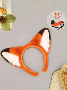 1套节日动物头箍狐狸舞蹈派对表演道具尼克狐狸耳朵头箍和尾巴套装 - 彩色 - 查看 5