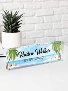 1个个性化办公室铭牌 - 27种款式，可定制办公桌铭牌，办公桌装饰礼品，男女皆宜，亚克力办公桌铭牌，适用于教师、同事、员工、老板（夏日海风），圣诞礼品用品 - 彩色 - 查看 21