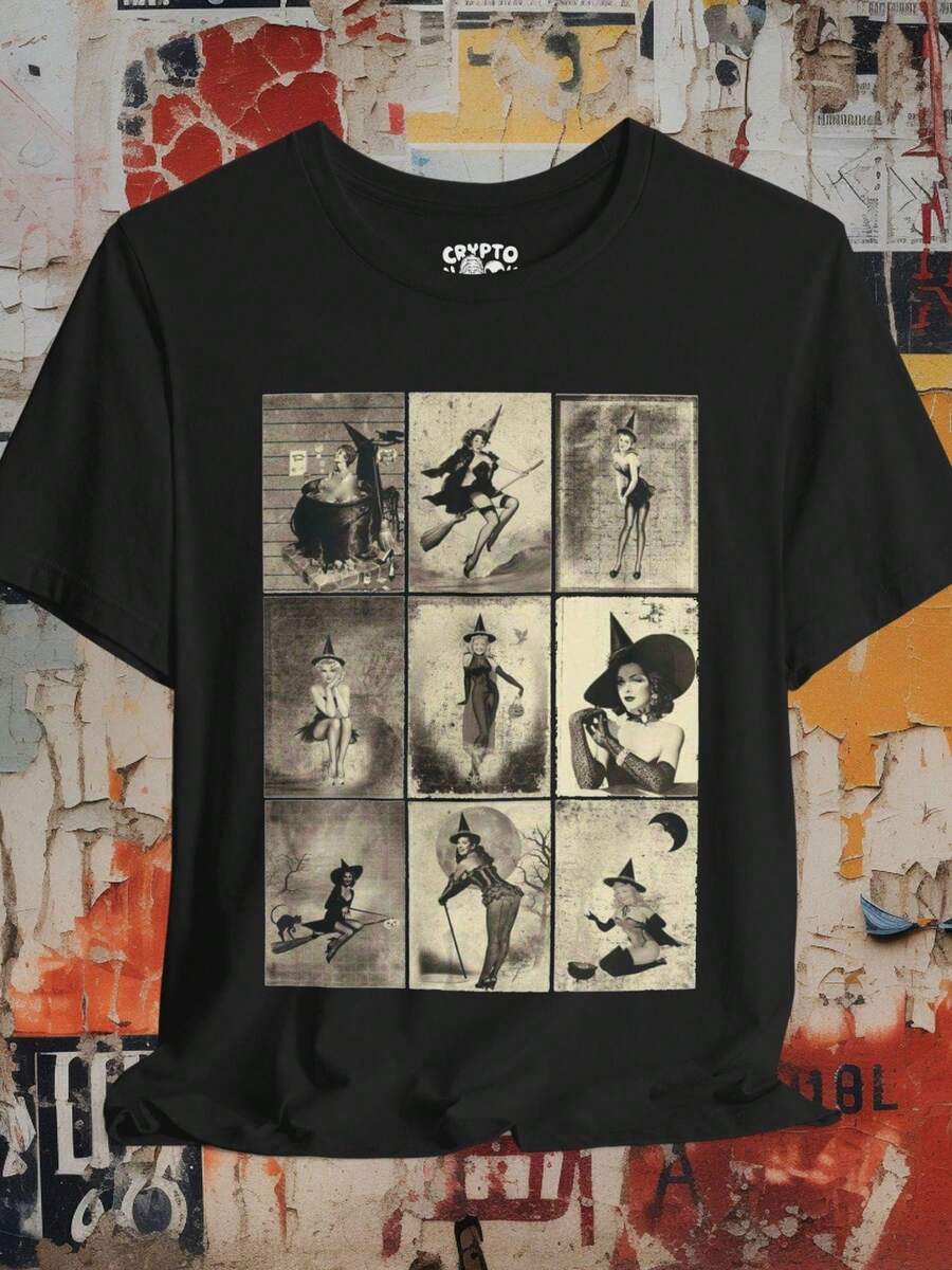 Goth Shirt Witch T-Shirt Halloween Horror Wicca Wiccan Magic Occult-Inspired Grunge Emo Alternative Bold Metal Goth Fash - màu đen - Xem 1