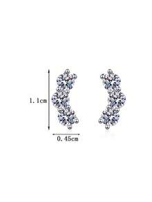 2pcs Fashionable & Elegant 925 Sterling Silver 0.6Carat X 2 Moissanite Stud Earrings, Suitable For Women's Daily Wear, Party, Holiday, Mother's Day, Wedding Anniversary, Birthday Jewelry Gift - EH0087M - View 3