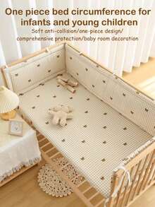 1件装 240厘米/140厘米/120厘米/65厘米 婴儿床围栏，格子熊图案，婴儿房装饰，保护宝宝头部和身体，防摔防撞，婴儿床护栏垫，婴儿床围栏和床围布套 - 格子熊 - 查看 7