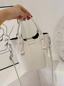 Tas Tote Mini Putih untuk Wanita, Tas Tangan Ringan dengan Kantong Kosmetik, Cocok untuk Perjalanan Sehari-hari untuk Membawa Dompet, Ponsel, dan Lainnya - Krem - View 7