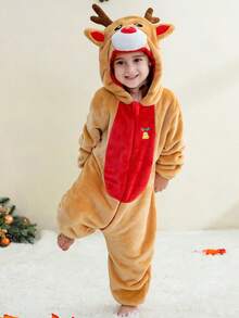 MICHLEY 1Pc Baby Autumn Winter Long With Double Zipper Cartoon Sleeping Bag Elk/Shark/One-Horned Dragon/Leopard Cute Comfortable With Hat Unisex Baby Supplies Suitable For Indoor Outdoor Halloween Christmas Festival Wear