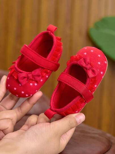 0-1 Year Old Newborn Flat Shoes, Cute Bow Soft Bottom Princess Shoes For Infant Girls, Suitable For Daily Indoor & Outdoor Activities, Spring/Summer/Autumn