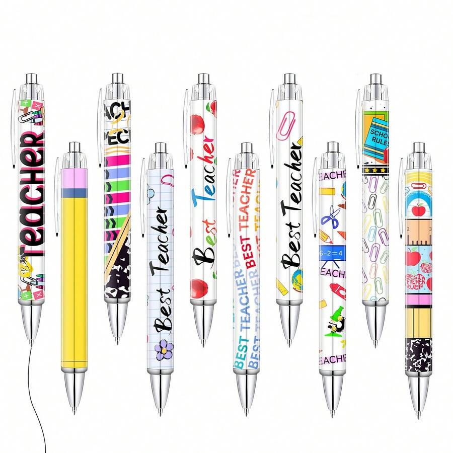 1/5/10pcs Retractable Black Ink Ballpoint Pen Set, Gift Box Packaging, Teacher's Day Gift, School Teacher Colleague Office Supplies