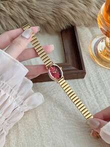 1pc Gold Bamboo Knot Strap Quartz Watch For Women, Casual & Fashionable, Retro Style, Suitable For Everyday Wear, Best Gift Choice For Couples - 金色 - 查看 3