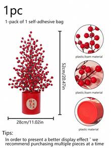 1 buc. Decorațiune artificială pentru ghiveci de flori de Anul Nou - Potrivită pentru decorarea camerei de zi, a pensiunii, a recepției hotelului pentru atmosfera de festival de Anul Nou, precum și pentru decorarea mesei în restaurantul familiei și în timpul petrecerii de sărbători.