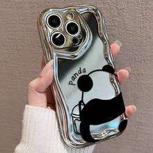かわいいパンダデザイン 電鍍防摔スマホケース for  17 Pro Max/16 Pro/15 Plus/14/13/12/11 ショックアブソーバー機能搭載 高級感ある電鍍加工 落下防止 スマホを守るファッションアクセサリー 携帯保護カバー - シルバー - チェックする 2