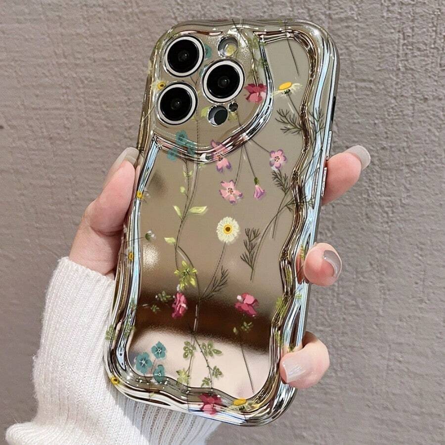 17 Pro Max/16 Pro/15 Plus/14/13/12/11対応 電鍍防摔スマホケース 小花柄デザイン スタイリッシュな外観 強化保護 衝撃吸収 スクラッチ防止 軽量で使いやすい 携帯電話のデコレーションと保護を両立 ファッション性豊 - シルバー - チェックする 1