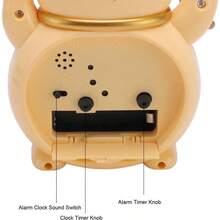 Reloj Chino con Forma de Gato de la Suerte, Bonito Despertador con Forma de Gato de Dibujos Animados, Movimiento de Cuarzo Incorporado, Despertador con Forma de Gato de la Suerte - YF2025D + AMARILLO - Ver 4