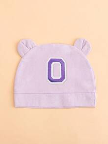 Touca infantil leve roxa com 26 letras e orelhas duplas, touca fofa para recém-nascido, macia, respirável e confortável, adequada para bebês de 0 a 3 meses, vários estilos disponíveis. - Roxo Malva - Ver 12