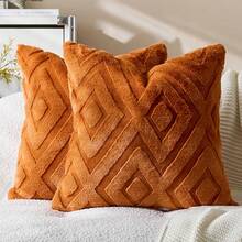 1/2 chiếc vỏ gối trang trí họa tiết cam Bohemian dập nổi (không bao gồm ruột gối), vải lanh Hà Lan hai mặt, vỏ gối vuông, gối trang trí nhà cửa dịp lễ, vải nhung mềm mại, trang trí hiện đại cho ghế sofa, phòng ngủ, ký túc xá. - Màu Cam san hô - Xem 17