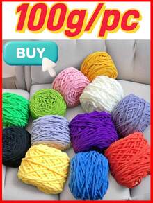 1/3pcs Chunky Chenille Yarn For Knitting, 1 Ply Jumbo Ice Yarn Bulk 100g Skeins, Soft DIY Crochet Thread For Blankets, Slippers, Hats, Scarves Handmade Craft Supplies Christmas Gift - Multicolor - View 2