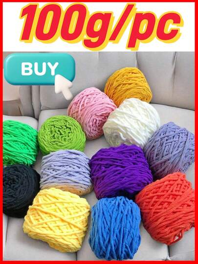 1/3pcs Chunky Chenille Yarn For Knitting, 1 Ply Jumbo Ice Yarn Bulk 100g Skeins, Soft DIY Crochet Thread For Blankets, Slippers, Hats, Scarves Handmade Craft Supplies Christmas Gift