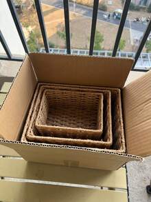 1/3件装手工编织收纳篮，浴室收纳篮，厨房零食架，办公书架，文具药盒，玩具篮，梳妆台化妆品收纳篮，家居装饰篮，礼品篮，化妆品篮，客厅收纳篮