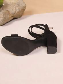 2026 Spring/Summer New Fashion High Heel Sandals For Women, 8cm Chunky Heel, Open Toe, Versatile - Black - View 3