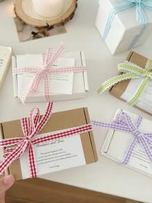 Ruy băng ren kẻ caro màu kẹo ngọt rộng 10 yard/1.5 cm, ruy băng trang trí họa tiết hoa, ruy băng dùng để làm bánh, đóng gói bánh, ruy băng gói quà màu Dopamine, ruy băng trang trí DIY. - Nhiều màu - Xem 3