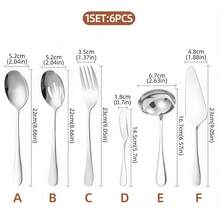 Bộ dao nĩa bằng thép không gỉ 6 món, bộ đồ ăn cao cấp bao gồm thìa salad, dĩa, thìa, muỗng vớt bọt, dao phết bơ và dao cắt pizza. Thích hợp cho các buổi họp mặt gia đình, tiệc buffet và liên hoan, đồ dùng nhà bếp, quà tặng ngày lễ, đồ dùng học tập. - Vàng - Xem 10