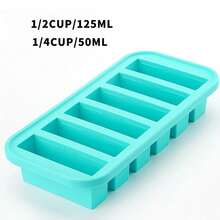 1PC 2/4/6Grid Silicone Freezer Mold With Lid Refrigerated Food Storage Box Food Box Ice Tray Mold Ice Box Fresh-Keeping Box - 青色-6網格 - 查看 2