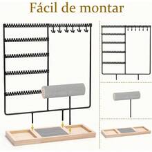 Organizador de Joyas, Organizador de Aretes de 5 Niveles Estante de Joyas, Exhibicin de joyas de Collares, Joyero Organizador Para Guardar Pulseras Pendientes Anillos Relojes - negra - Ver 8