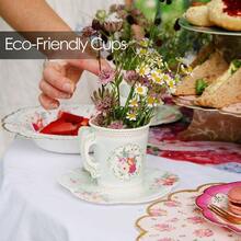 Truly Scrumptious Party Vintage Floral Tea Cups And Saucer Sets, Pack Of 12, Height 8cm, 3 Inch, Mixed Colors - 1 - View 3