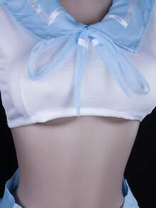 Flirty & Sweet Schoolgirl Style Lingerie Set - Easy-Access Design, Pure Aesthetic (JK Inspired) - 寶藍色 - 查看 3