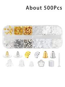 12 Styles Silicone Earring Backs, Clear Plastic Earrings Metal Rubber Silicone Earring Backs Bullet Clutch Stoppers Replacement Kits For Fish Hook Earring Studs Hoops - Earring Backs - View 18