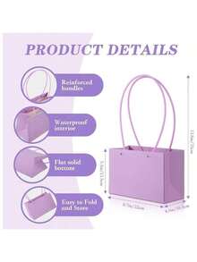 16 Pack Rectangle Flower Bouquet Gift Bags With Handles Paper Floral Boxes For Flowers Wedding Birthday Graduation - Màu tím - Xem 2