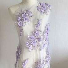 1pc Delicate 3D Beaded Chiffon Flower Patch, Decorative Applique Wedding Dress - Nhiều màu - Xem 1