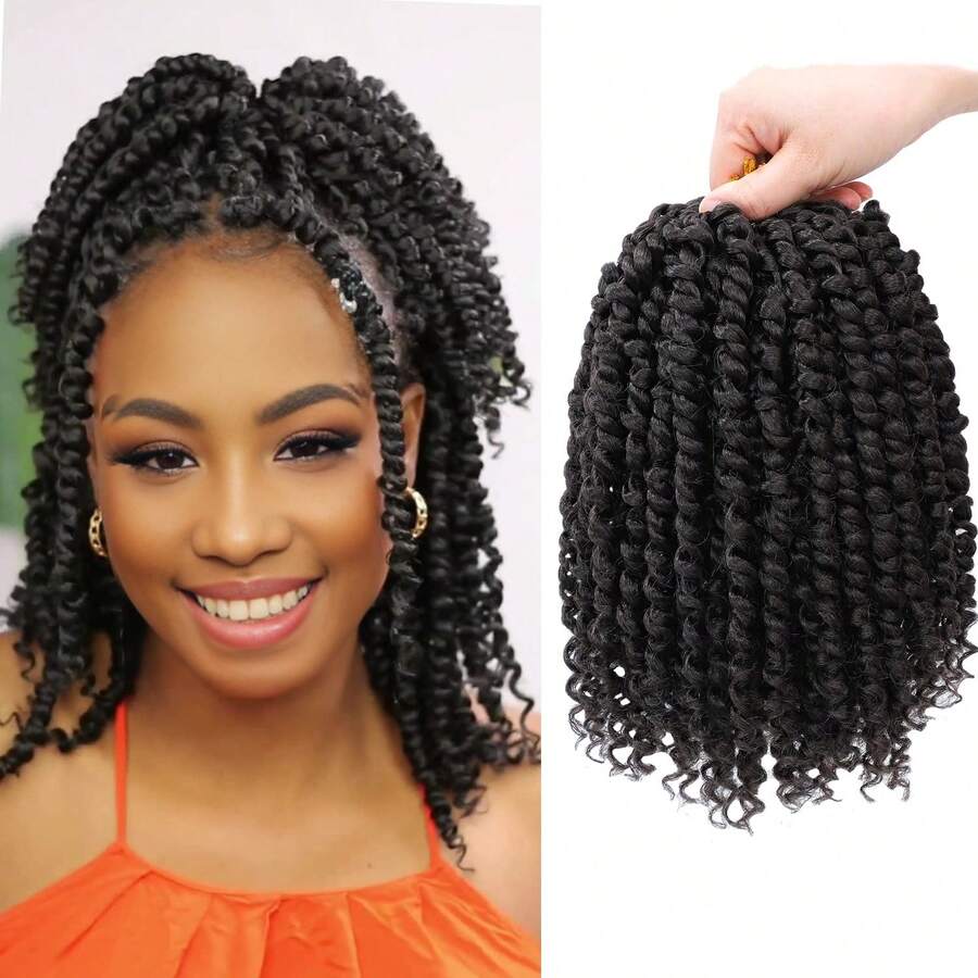 FULCRUM 6-24 Inch Passion Twist Crochet Hair Pre-Twisted Passion Twist Hair Pre-Looped Bohemian Crochet Braids Natural Black Synthetic Hair Extensions For Women & Girls - Black - View 1