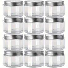 6/12pcs Mason Jar Style Plastic Containers With Airtight Lids - Leak-Proof Reusable, Suitable For Cosmetics, Algae Mask, Dried Fruits, Honey, Nuts - Essential Kitchen Storage, Gold/Silver - Multicolor - View 7