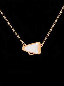 1pc Minimalist Cheerleader Megaphone Necklace & 1pc Minimalist Geometric Tea Cup Necklace, Fashionable & Elegant Versatile - Gold - View 4