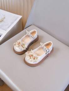 Girls' Casual Soft Bottom Shoes, Fashion Cute Princess Style, Elegant Children Leather Shoes, Spring/Autumn - Beige - View 3