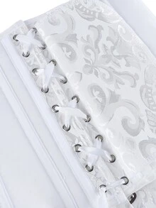 Đai nịt bụng định hình eo Jacquard cổ điển dành cho nữ, đai định hình eo, thích hợp cho lễ Halloween - trắng - Xem 7